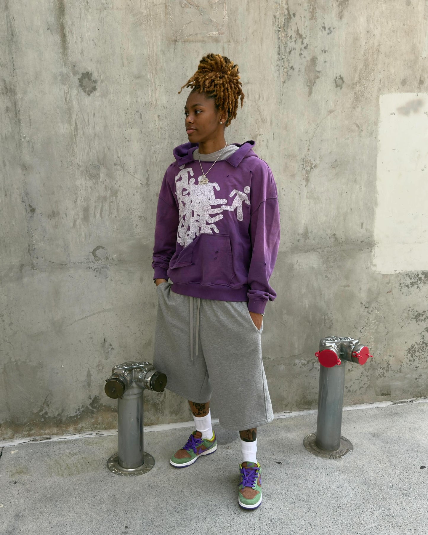 Mauve Distress Hoodie