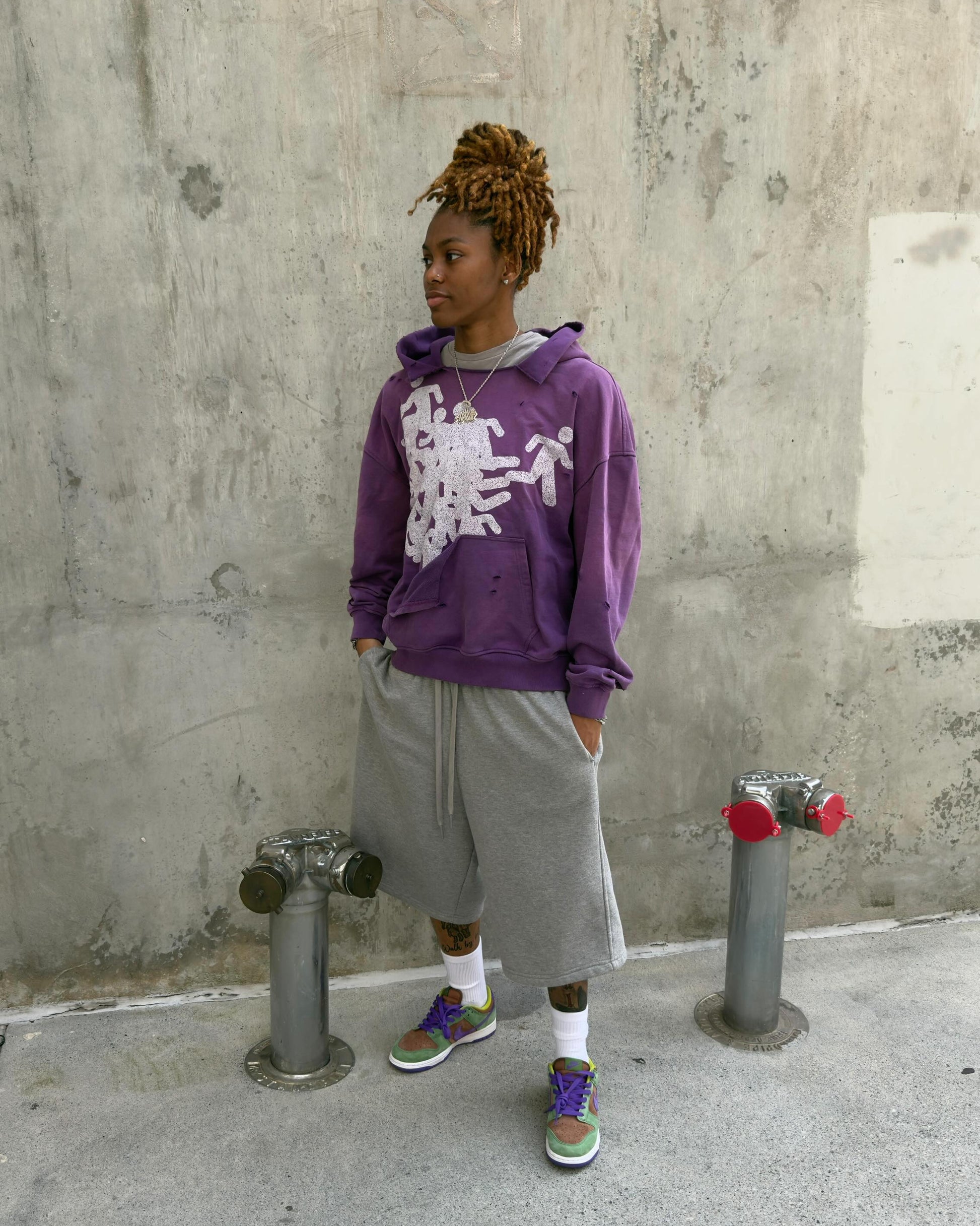 Mauve Distress Hoodie