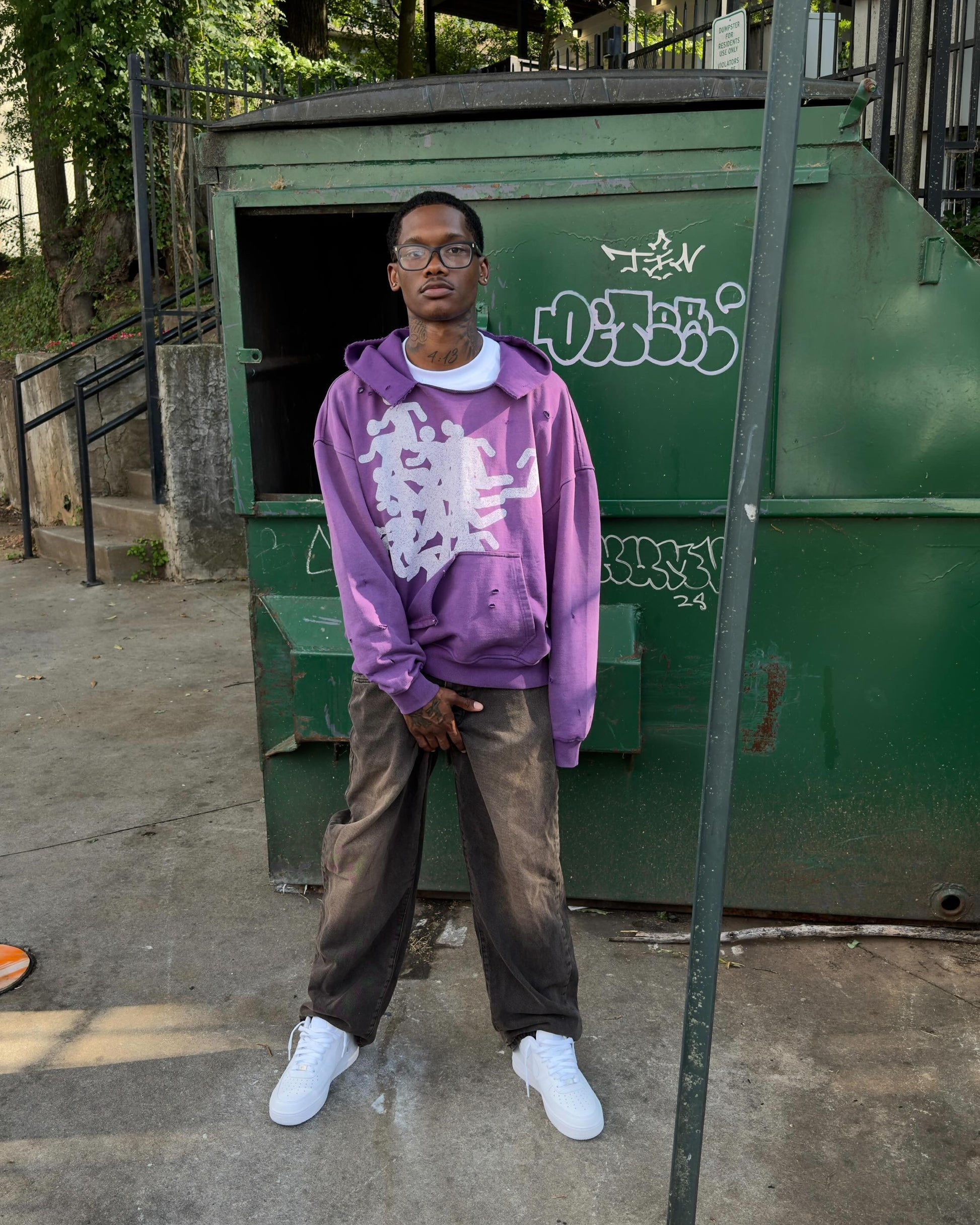Mauve Distress Hoodie