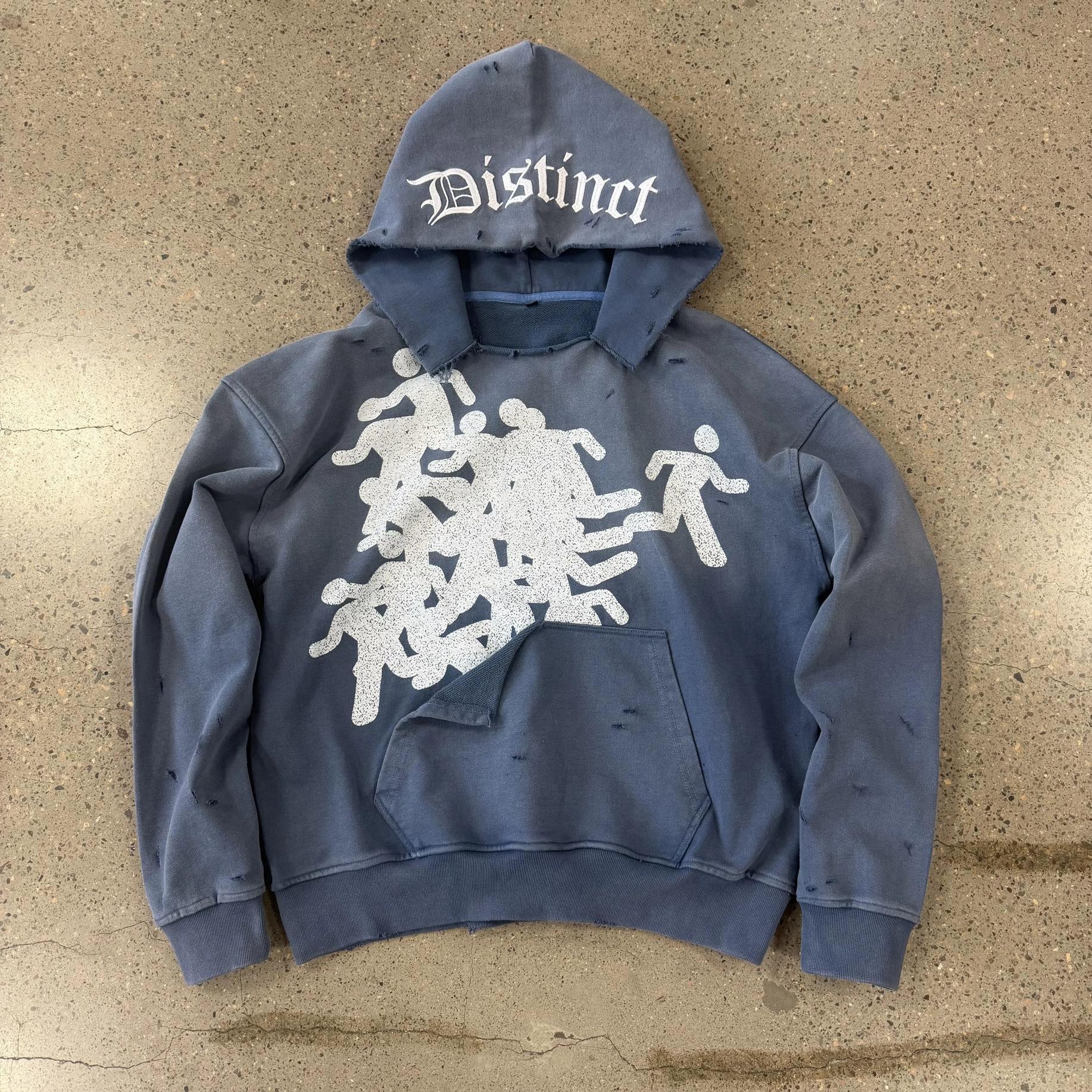 Navy Distress Hoodie