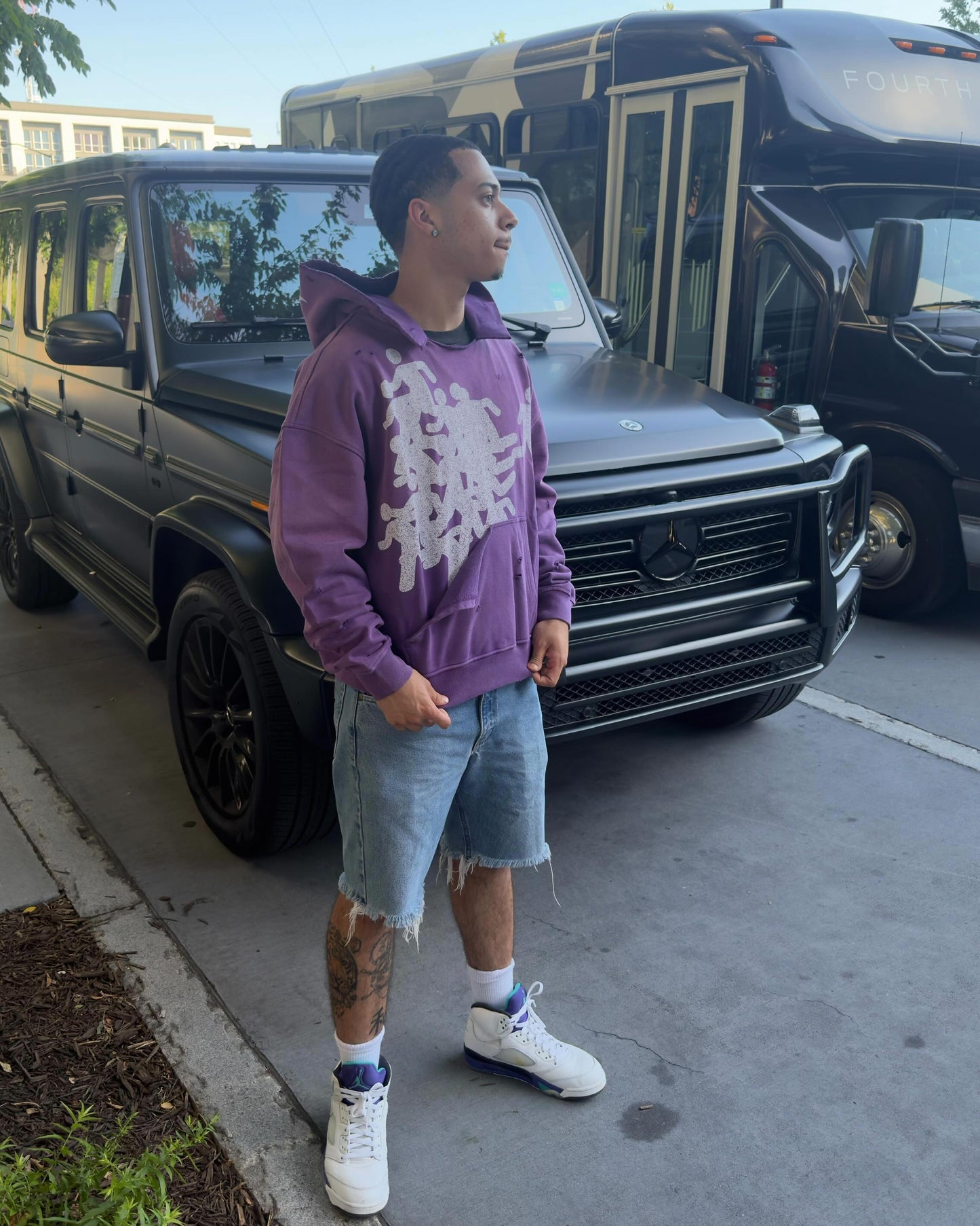 Mauve Distress Hoodie